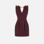Elisabetta Franchi Sukienka mini z gabardyny z biżuteryjnym detalem