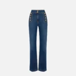 Elisabetta Franchi Jeansy palazzo z guzikami