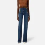 Elisabetta Franchi Jeansy palazzo z guzikami - obrazek 4