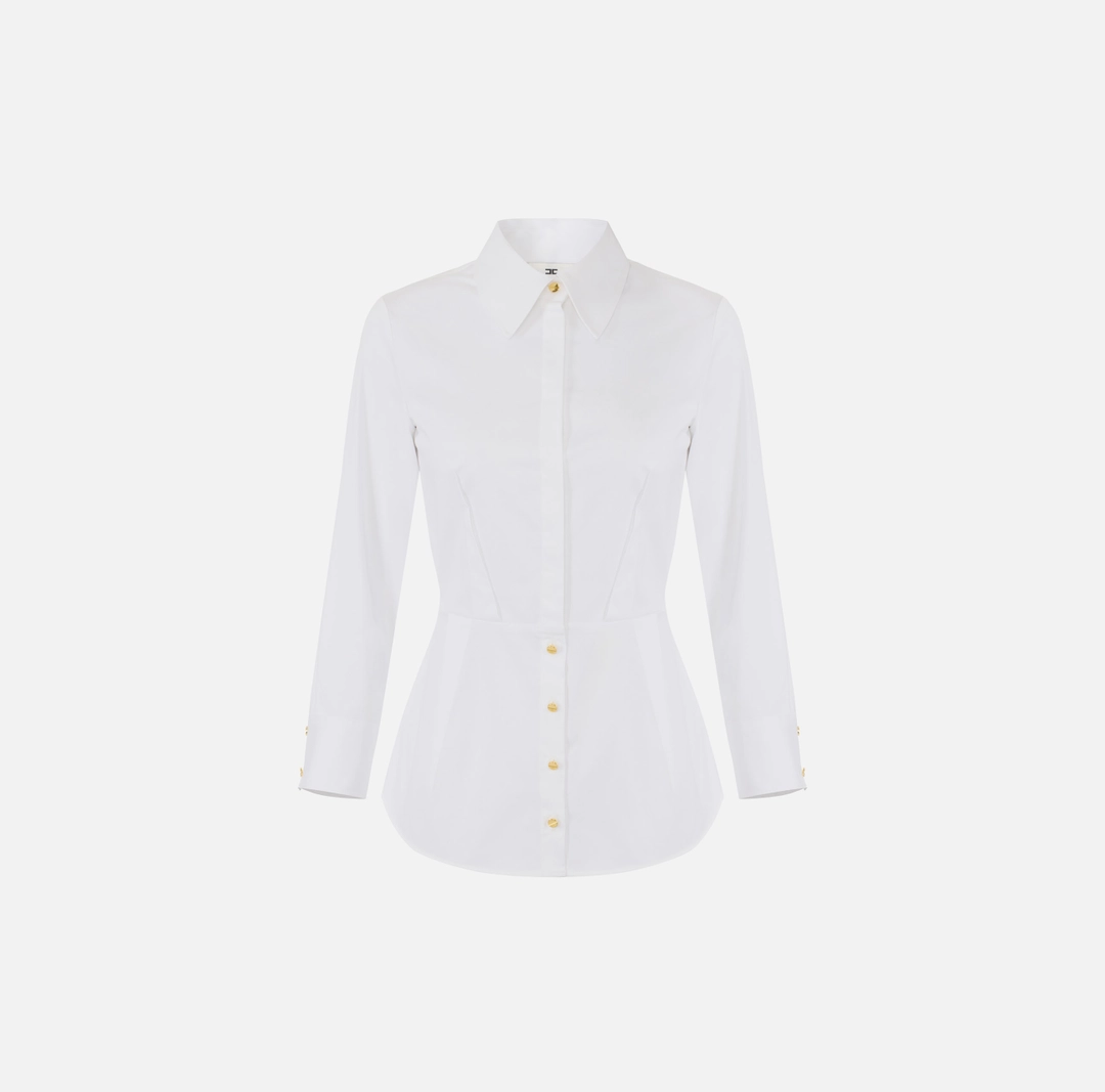 elisabetta franchi Koszula z bawełny ze stretchem Elisabetta Franchi Koszula z bawełny ze stretchem - obrazek 1